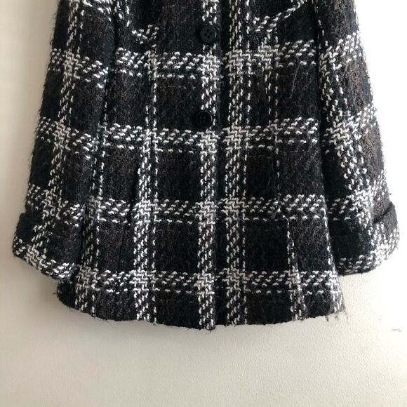 1 Madison Luxe Cozy Outerwear Wool Plaid Knit Winter Pea Coat Jacket - Picture 5 of 15